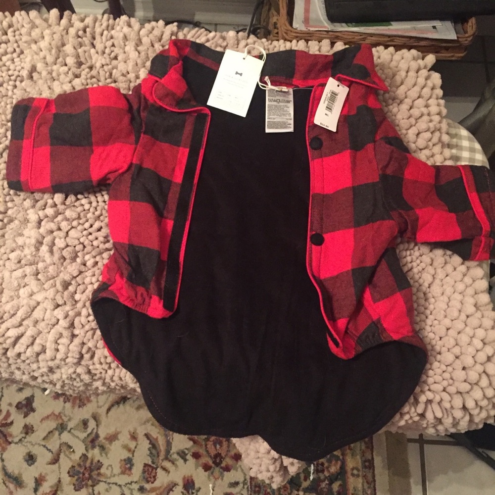 Gap new dog red black checkered outdoor coat